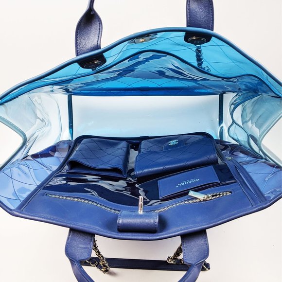 SOLD Chanel Splash Blue Large PVC Shopping Tote - Picture 3 of 7